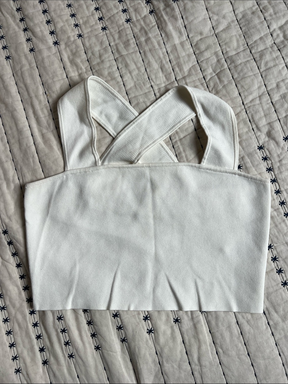Babaton White Cropped Cross-Back Tank Top